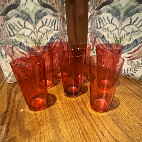 Set red glass tumbler - 6,