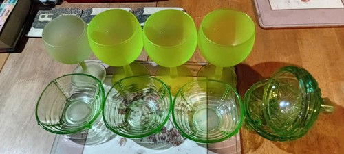 8pc green glass drinking - glass,