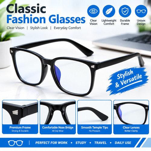 Square frame glasses fashion - frame,