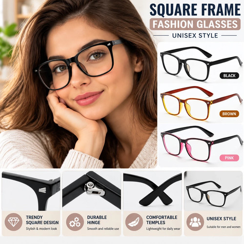 Square frame glasses fashion - frame,